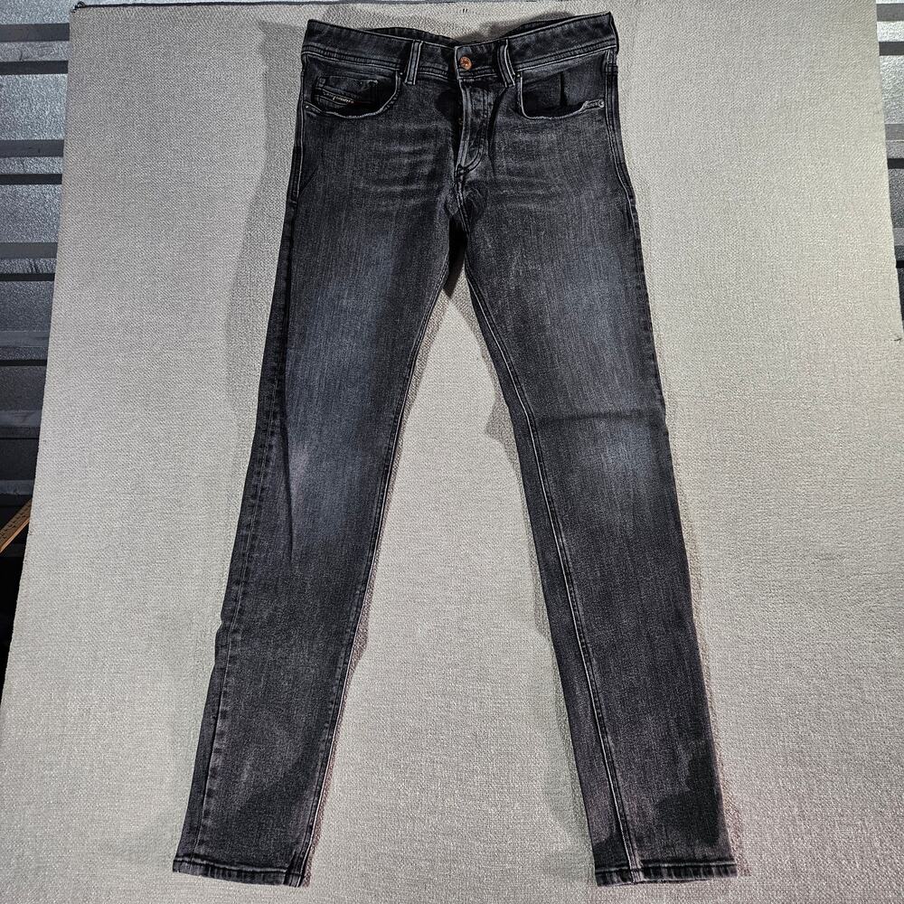 Vintage Diesel Sleenker Skinny Jeans Mens 32x33 Black Button Fly Denim